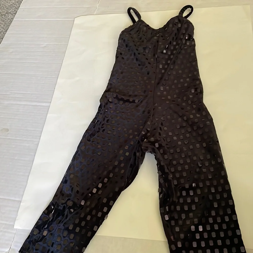 Dance costume black sequins custom Capri length youth Large